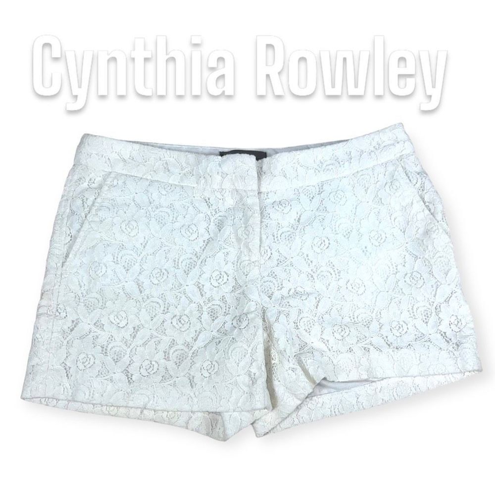 Cynthia Rowley Low Rise White Lace Chino Style Shorts with Pockets, Women’s 2